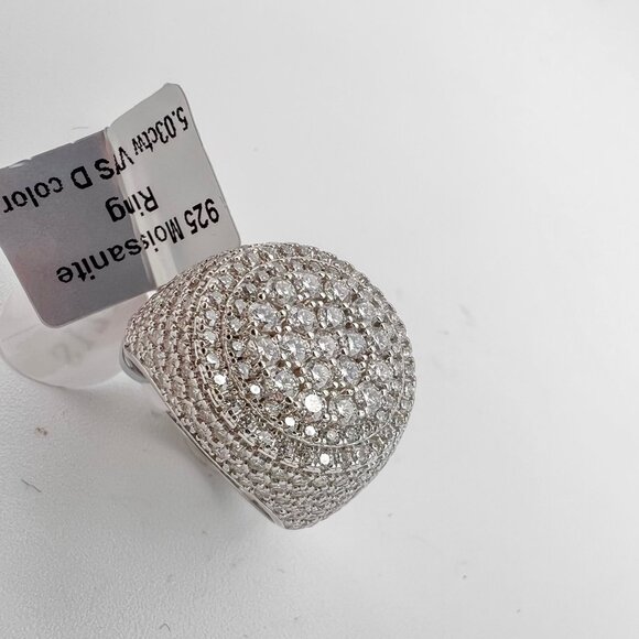 925 Sterling Sliver Moissanite Circle Elevated Ring, 5.03ctw VVS Stones Hip Hop - Picture 3 of 8